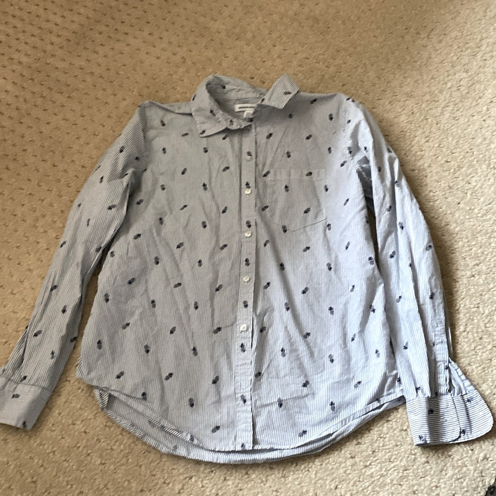 Pineapple detail pinstripe women’s dress shirt